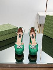 Gucci Women's Platform Pump With Double G 762386 Green Patent - 4
