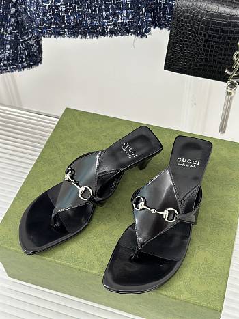 Gucci Women's Thong Sandal With Horsebit 764197 Black