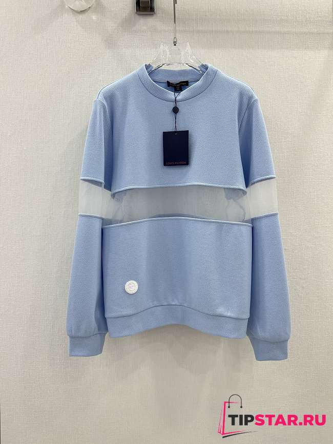 Louis Vuitton Tulle Insert Knit Pullover Blue - 1