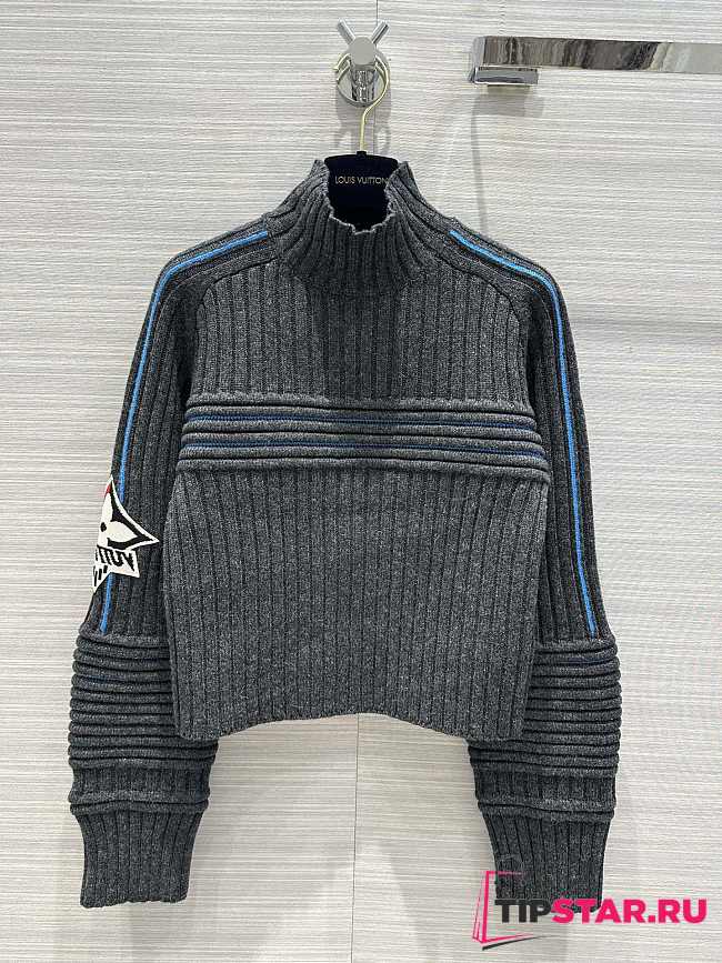Louis Vuitton Contrast Accent Cropped Pullover Gray - 1