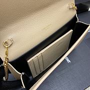 YSL Uptown Chain Wallet In Grain De Poudre Embossed Leather Beige Size 19x12x3 cm - 2