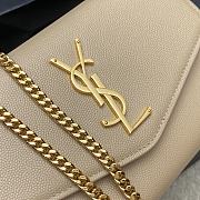 YSL Uptown Chain Wallet In Grain De Poudre Embossed Leather Beige Size 19x12x3 cm - 5