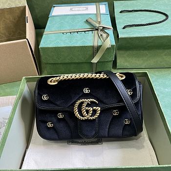Gucci GG Marmont Mini Shoulder Bag 446744 Black Velvet Size 22x13x6 cm