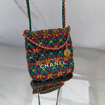 Chanel 22 Mini Handbag AS3980 Green/Fuchsia/Yellow Size 20×19×6 Cm
