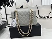 Chanel Classic Flap Bag Gray Grained Calfskin Gold Hardware Size 23cm - 5