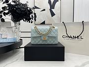 Chanel Classic Flap Bag Light Blue Grained Calfskin Gold Hardware Size 23cm - 1