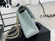 Chanel Classic Flap Bag Light Blue Grained Calfskin Gold Hardware Size 23cm - 4