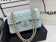 Chanel Classic Flap Bag Light Blue Grained Calfskin Gold Hardware Size 23cm - 3