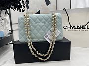 Chanel Classic Flap Bag Light Blue Grained Calfskin Gold Hardware Size 23cm - 2