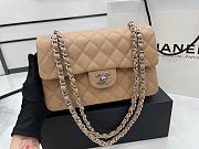 Chanel Classic Flap Bag Dark Beige Grained Calfskin Silver Hardware Size 23cm - 5