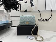Chanel Mini Flap Bag Light Blue Grained Calfskin Gold Hardware Size 20cm - 1