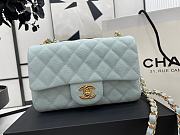 Chanel Mini Flap Bag Light Blue Grained Calfskin Gold Hardware Size 20cm - 3