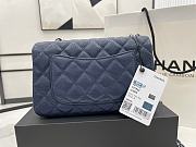 Chanel Mini Flap Bag Dark Blue Grained Calfskin Silver Hardware Size 20cm - 2
