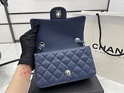Chanel Mini Flap Bag Dark Blue Grained Calfskin Silver Hardware Size 20cm - 5