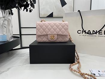 Chanel Mini Flap Bag Light Pink Grained Calfskin Gold Hardware Size 20cm