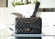 Chanel Classic Flap Bag Black Lambskin Gold Hardware Medium Size 25.5x15.5x6 cm - 1