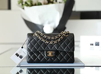 Chanel Classic Flap Bag Black Lambskin Gold Hardware Small Size 14.5x23x6 cm
