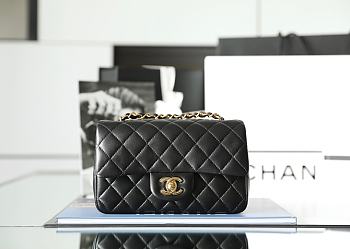 Chanel Classic Flap Bag Black Lambskin Gold Hardware Size 12.5x20x6cm