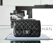 Chanel Classic Flap Bag Black Lambskin Silver Hardware Size 12.5x20x6cm - 1