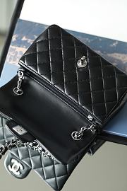 Chanel Classic Flap Bag Black Lambskin Silver Hardware Size 12.5x20x6cm - 3
