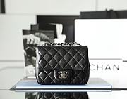 Chanel Mini Flap Bag Black Lambskin Silver Hardware Size 13.5x17x8cm - 1