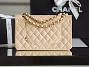 Chanel Classic Flap Bag Beige Grained Calfskin Gold Hardware Size 15.5x25.5x6.5cm - 3