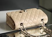 Chanel Classic Flap Bag Beige Grained Calfskin Silver Hardware Size 14.5x23x6cm - 5
