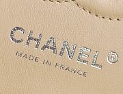 Chanel Classic Flap Bag Beige Grained Calfskin Silver Hardware Size 14.5x23x6cm - 3