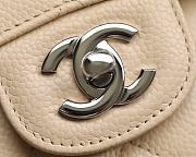 Chanel Classic Flap Bag Beige Grained Calfskin Silver Hardware Size 14.5x23x6cm - 2