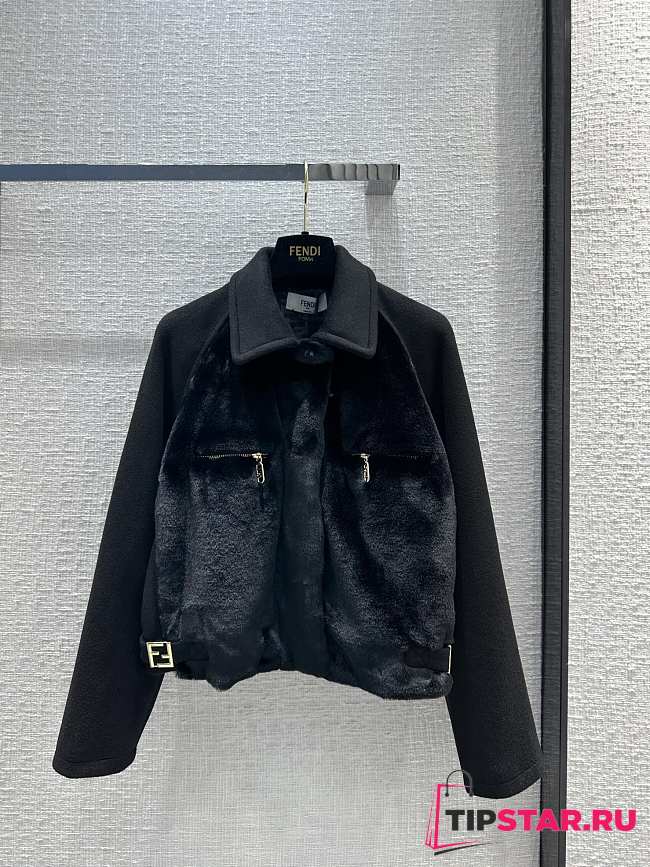 Fendi Black Wool And Mink Jacket - 1