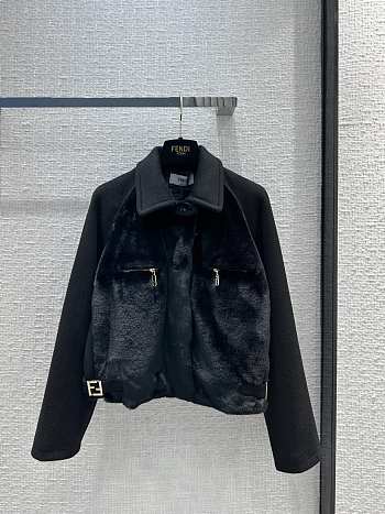 Fendi Black Wool And Mink Jacket