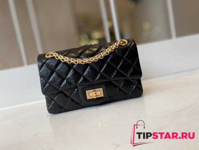 Chanel Mini 2.55 Handbag AS0874 Aged Calfskin Black Size 15.5 × 20 × 6 cm - 1