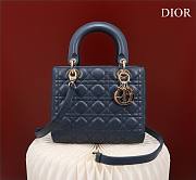 Medium Lady Dior Bag Deep Ocean Blue Cannage Lambskin Size 24 x 20 x 11 cm - 1