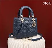 Medium Lady Dior Bag Deep Ocean Blue Cannage Lambskin Size 24 x 20 x 11 cm - 5