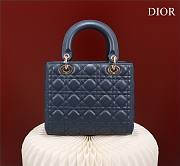 Medium Lady Dior Bag Deep Ocean Blue Cannage Lambskin Size 24 x 20 x 11 cm - 3