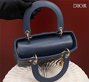 Medium Lady Dior Bag Deep Ocean Blue Cannage Lambskin Size 24 x 20 x 11 cm - 2