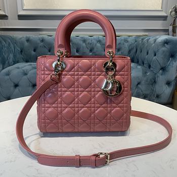 Medium Lady Dior Bag Rust-Colored Pink Cannage Lambskin Size 24 x 20 x 11 cm