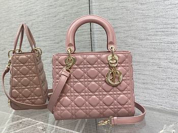 Medium Lady Dior Bag Blush Cannage Lambskin Size 24 x 20 x 11 cm