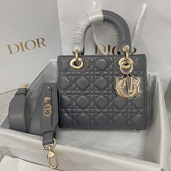 Small Lady Dior My ABCDIOR Bag Steel Gray Cannage Lambskin Size 20x17x8 cm