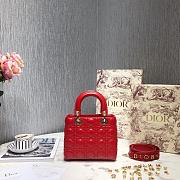 Small Lady Dior My ABCDIOR Bag Amaryllis Red Cannage Lambskin Size 20x17x8 cm - 3