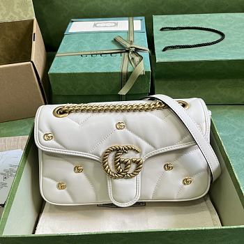 Gucci GG Marmont Small Shoulder Bag White Leather ‎443497 Size 26x15x7cm