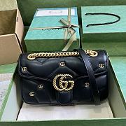 Gucci GG Marmont Small Shoulder Bag Black Leather ‎443497 Size 26x15x7cm - 1