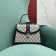 Gucci Ophidia GG Small Top Handle Bag 651055 Beige & Blue Size 25x9x17 cm - 1
