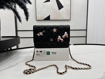 Chanel Classic Wallet On Chain AP0250 Black Lambskin Size 12.3 × 19.2 × 3.5 cm