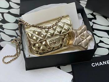 Chanel Mini Flap Bag & Star Coin Purse AS4646 Light Gold Size 12.5 × 19 × 5 cm