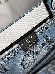 Large Dior Book Tote Denim Blue Multicolor Butterfly Bandana Embroidery Size 42 x 35 x 18.5 cm - 4