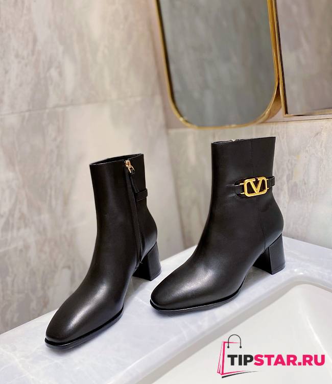 Valentino Vlogo Signature Calfskin Ankle Boot Black - 1