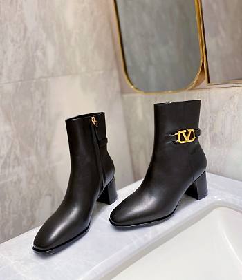 Valentino Vlogo Signature Calfskin Ankle Boot Black
