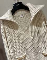 Celine Vareuse In Ribbed Wool And Cashmere Off White - 4