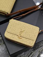 YSL Solferino Medium In Raffia And Vegetable-Tanned Leather 751506 Size 25 X 17 X 5 CM - 5